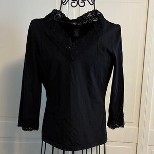 The Limited Black Lace V-Neck Blouse